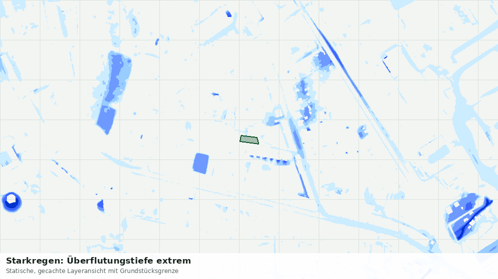 Statische Kartenansicht: Starkregen: Überflutungstiefe extrem