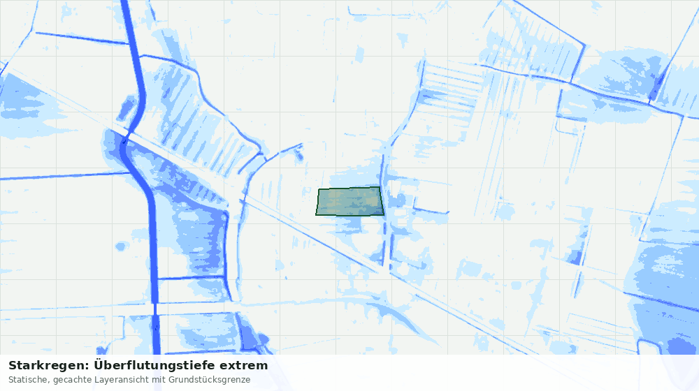 Statische Kartenansicht: Starkregen: Überflutungstiefe extrem