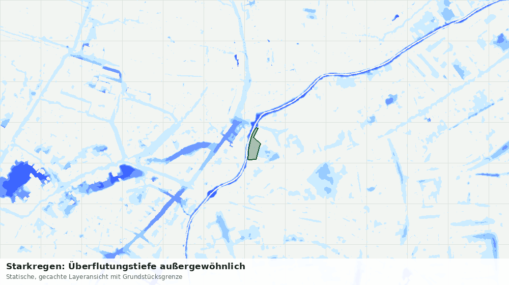 Statische Kartenansicht: Starkregen: Überflutungstiefe außergewöhnlich