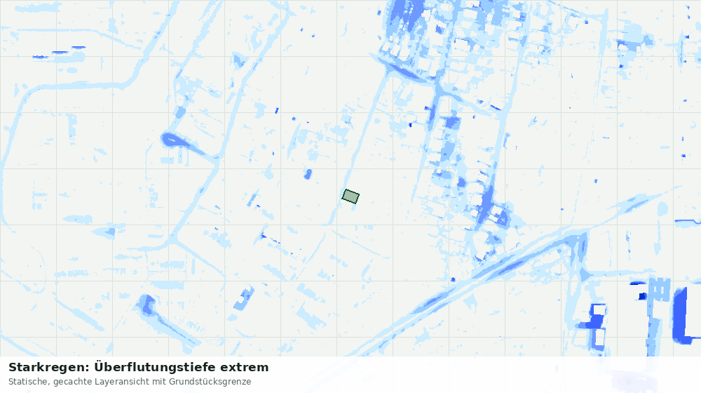 Statische Kartenansicht: Starkregen: Überflutungstiefe extrem