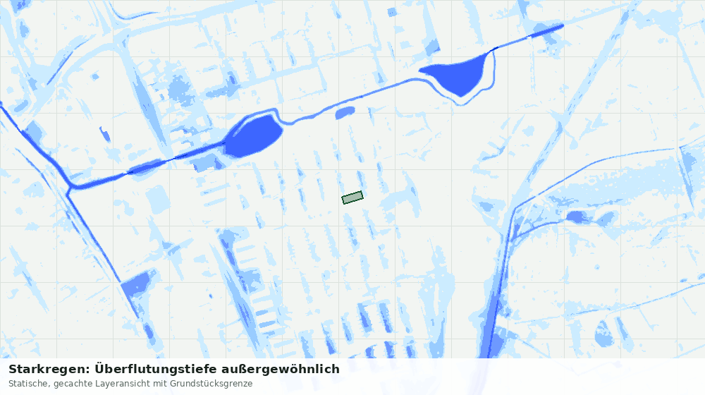 Statische Kartenansicht: Starkregen: Überflutungstiefe außergewöhnlich