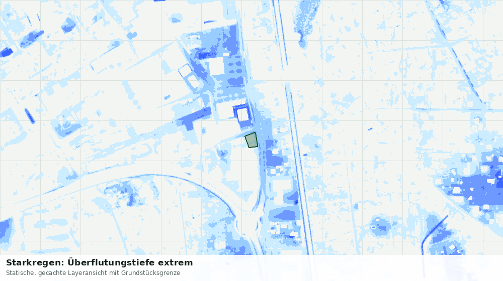 Statische Kartenansicht: Starkregen: Überflutungstiefe extrem