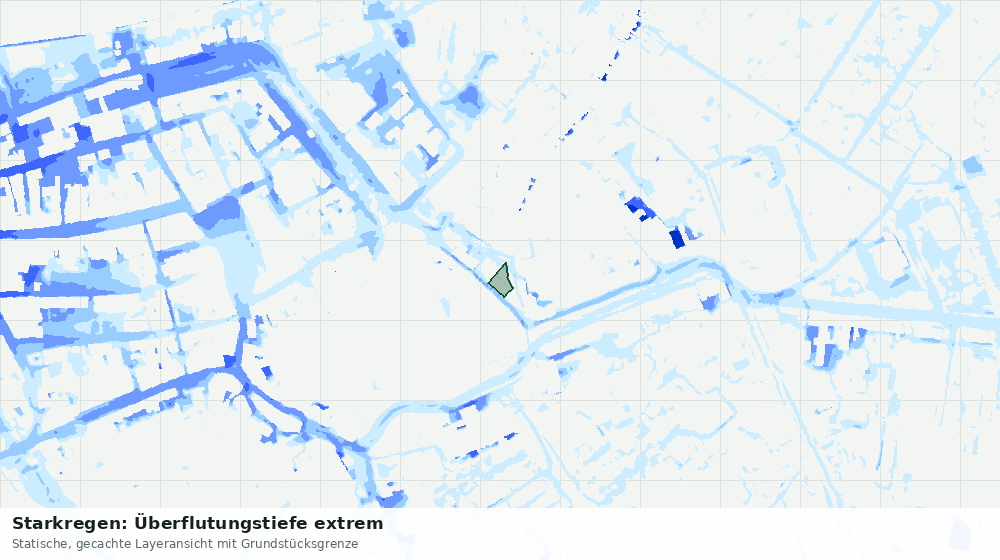 Statische Kartenansicht: Starkregen: Überflutungstiefe extrem