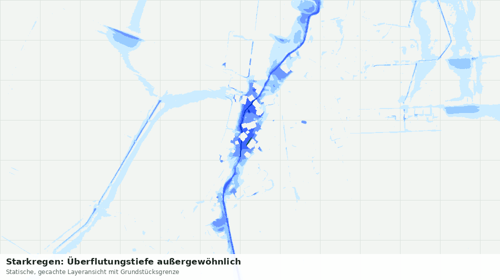 Statische Kartenansicht: Starkregen: Überflutungstiefe außergewöhnlich