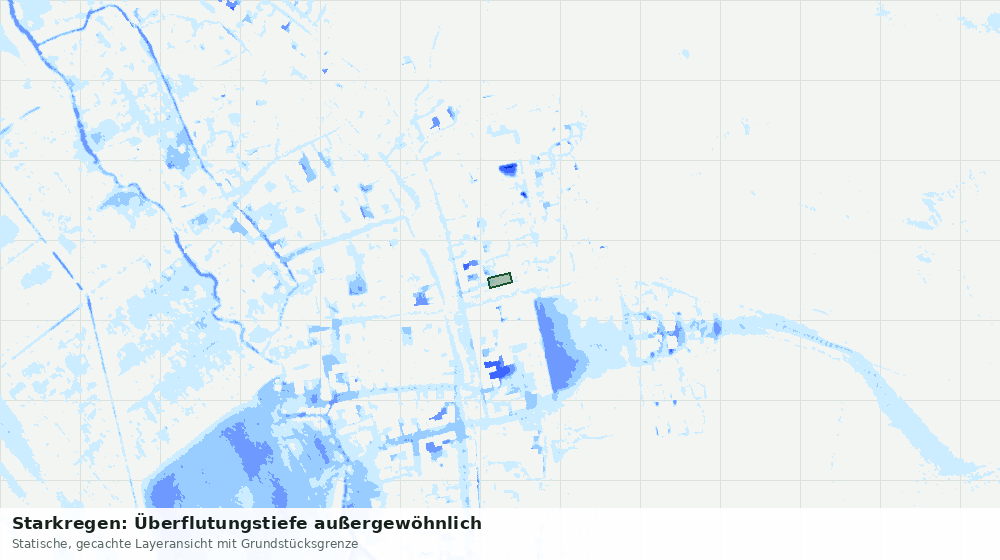 Statische Kartenansicht: Starkregen: Überflutungstiefe außergewöhnlich