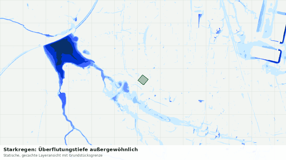 Statische Kartenansicht: Starkregen: Überflutungstiefe außergewöhnlich