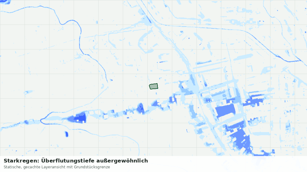 Statische Kartenansicht: Starkregen: Überflutungstiefe außergewöhnlich