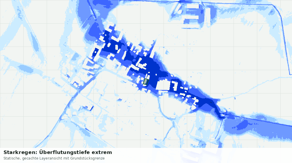 Statische Kartenansicht: Starkregen: Überflutungstiefe extrem
