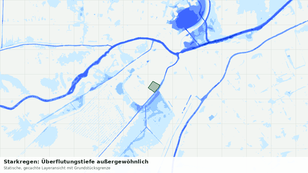 Statische Kartenansicht: Starkregen: Überflutungstiefe außergewöhnlich
