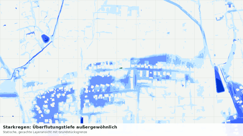 Statische Kartenansicht: Starkregen: Überflutungstiefe außergewöhnlich