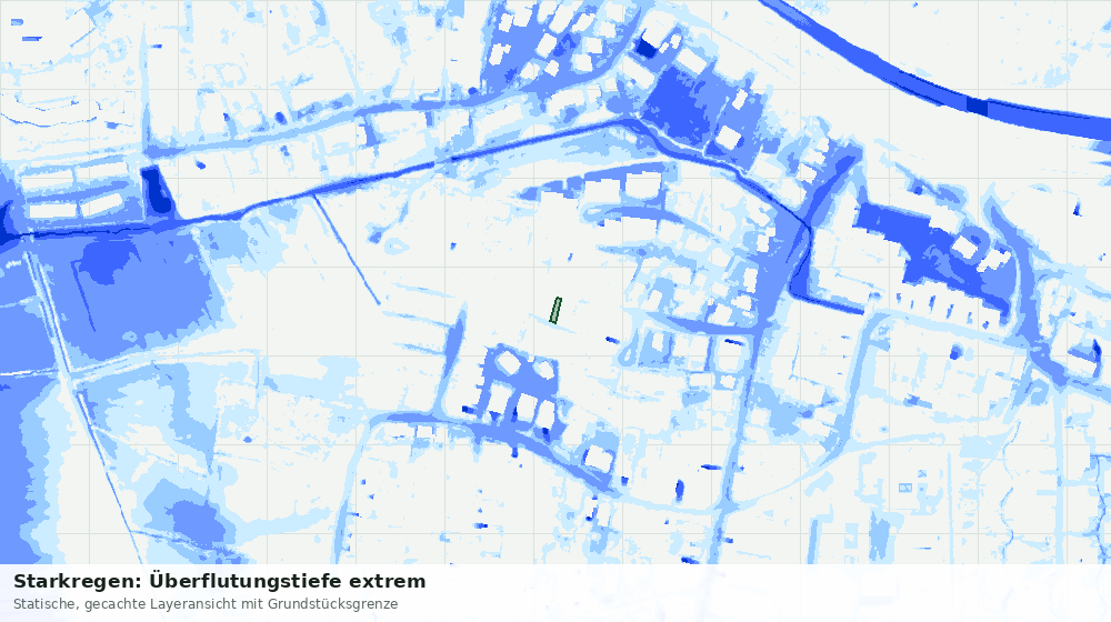 Statische Kartenansicht: Starkregen: Überflutungstiefe extrem