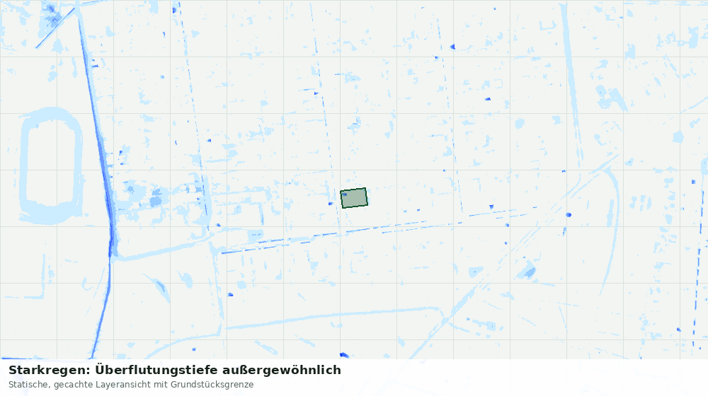 Statische Kartenansicht: Starkregen: Überflutungstiefe außergewöhnlich