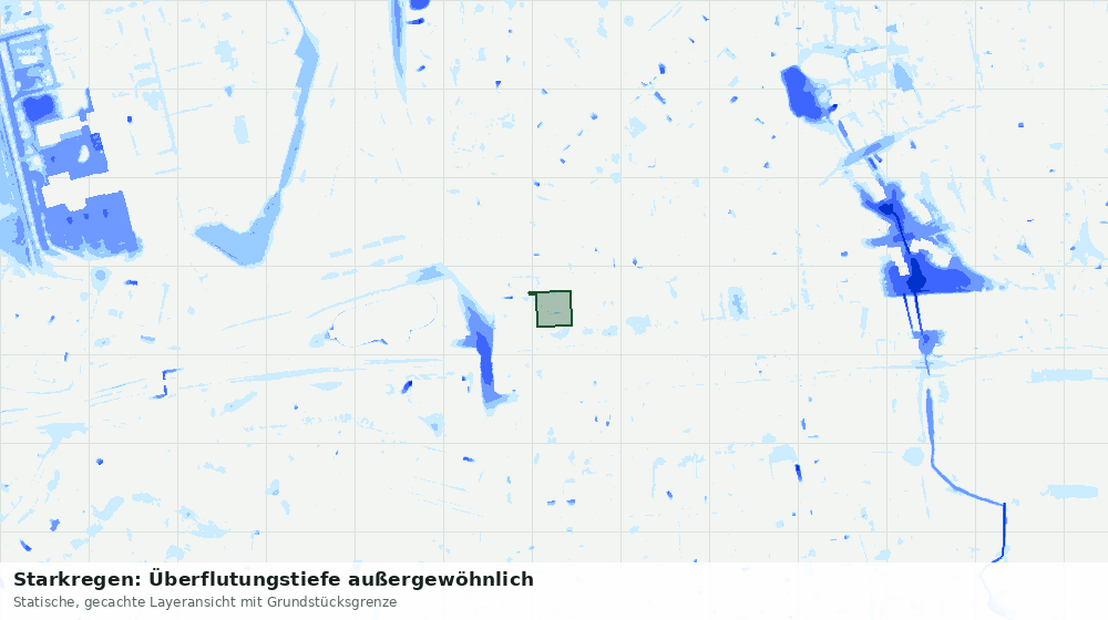 Statische Kartenansicht: Starkregen: Überflutungstiefe außergewöhnlich