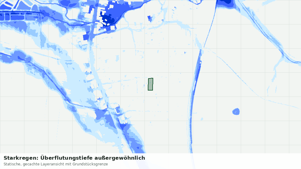 Statische Kartenansicht: Starkregen: Überflutungstiefe außergewöhnlich