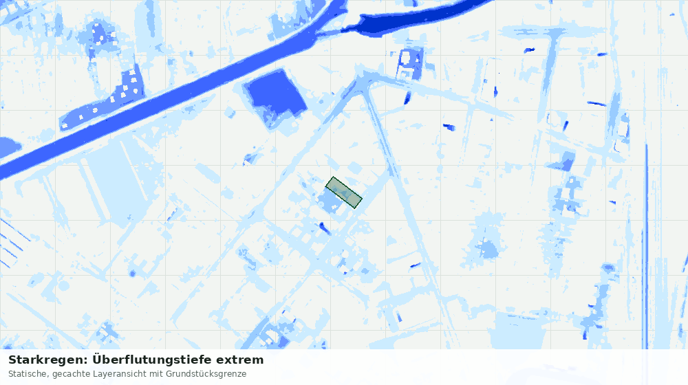Statische Kartenansicht: Starkregen: Überflutungstiefe extrem