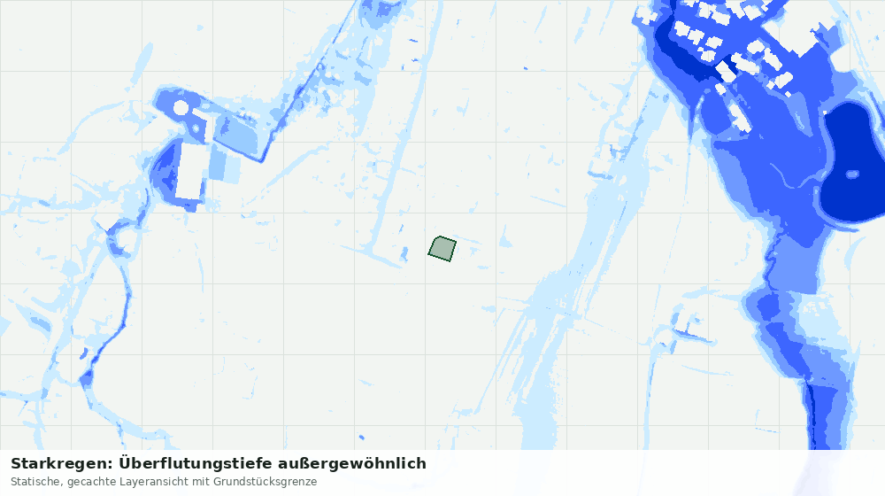 Statische Kartenansicht: Starkregen: Überflutungstiefe außergewöhnlich