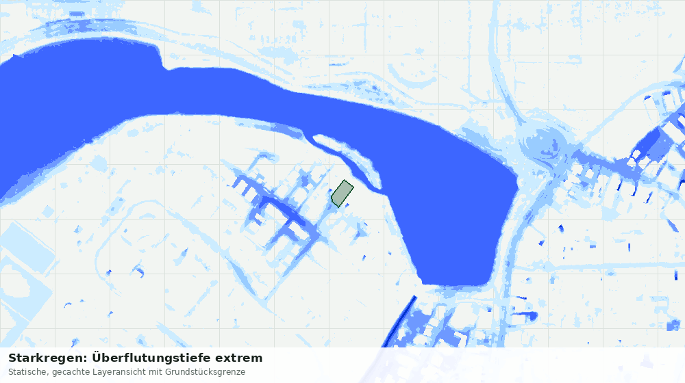 Statische Kartenansicht: Starkregen: Überflutungstiefe extrem