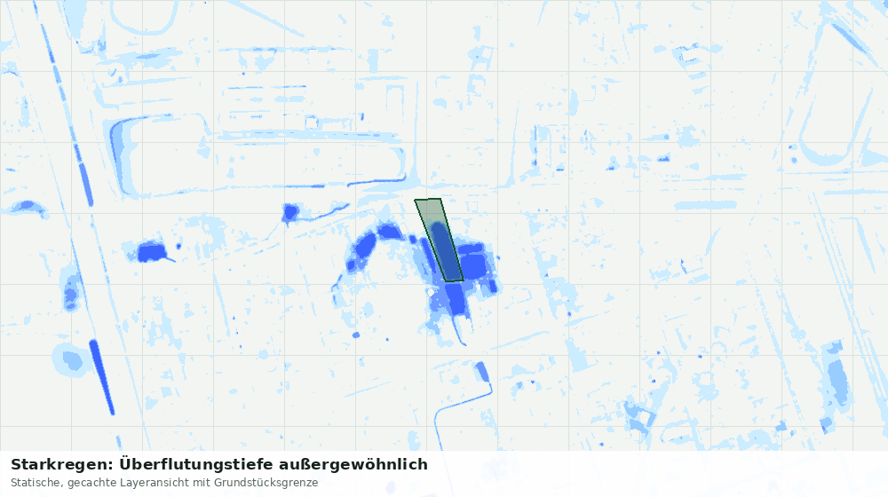 Statische Kartenansicht: Starkregen: Überflutungstiefe außergewöhnlich