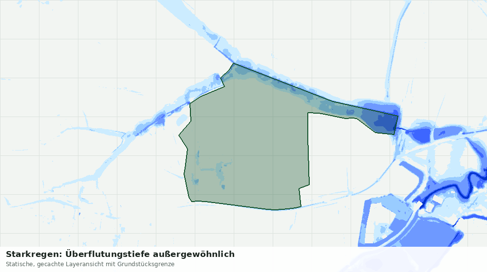 Statische Kartenansicht: Starkregen: Überflutungstiefe außergewöhnlich
