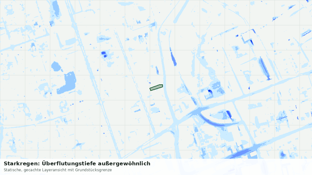 Statische Kartenansicht: Starkregen: Überflutungstiefe außergewöhnlich
