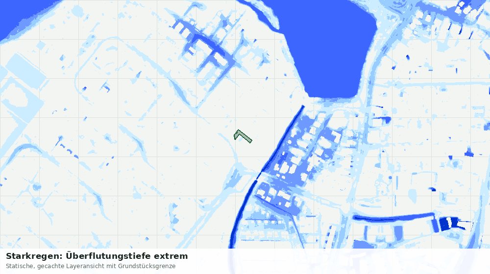Statische Kartenansicht: Starkregen: Überflutungstiefe extrem