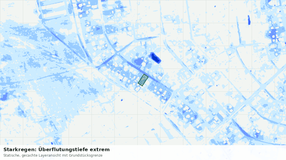 Statische Kartenansicht: Starkregen: Überflutungstiefe extrem