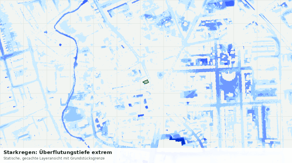 Statische Kartenansicht: Starkregen: Überflutungstiefe extrem