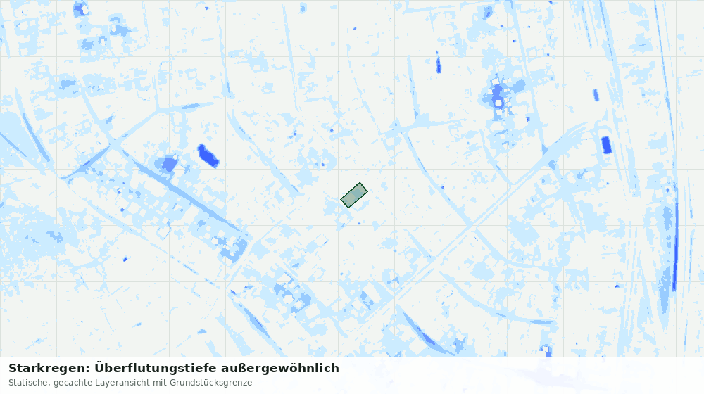 Statische Kartenansicht: Starkregen: Überflutungstiefe außergewöhnlich