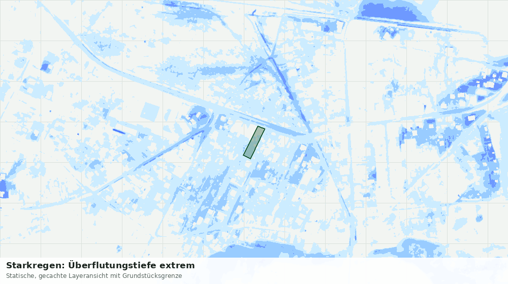 Statische Kartenansicht: Starkregen: Überflutungstiefe extrem