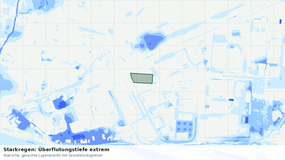 Statische Kartenansicht: Starkregen: Überflutungstiefe extrem
