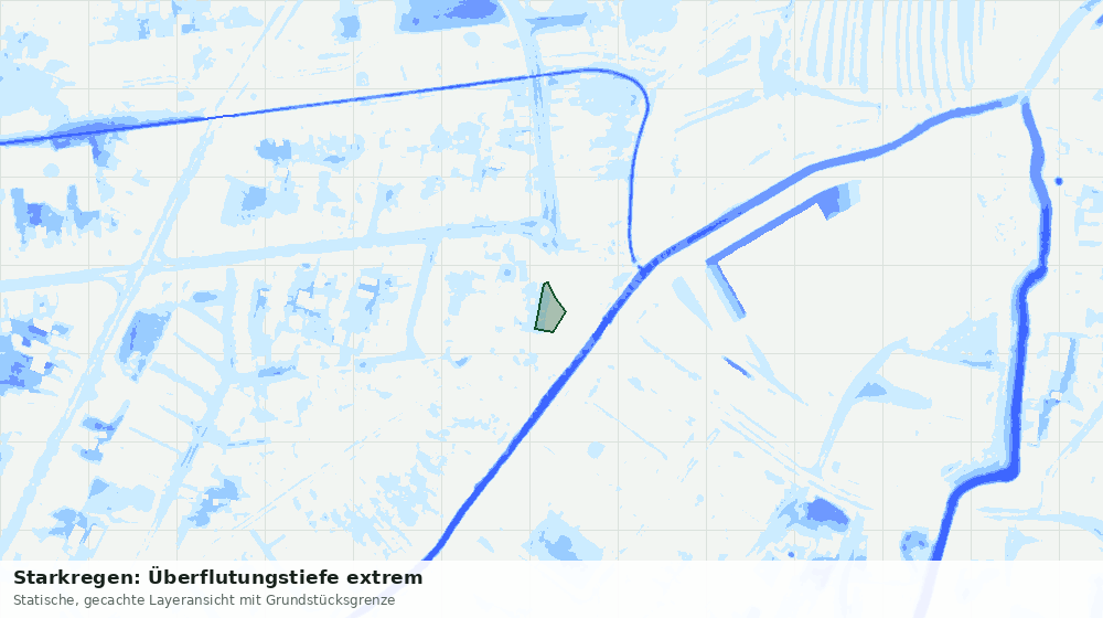 Statische Kartenansicht: Starkregen: Überflutungstiefe extrem