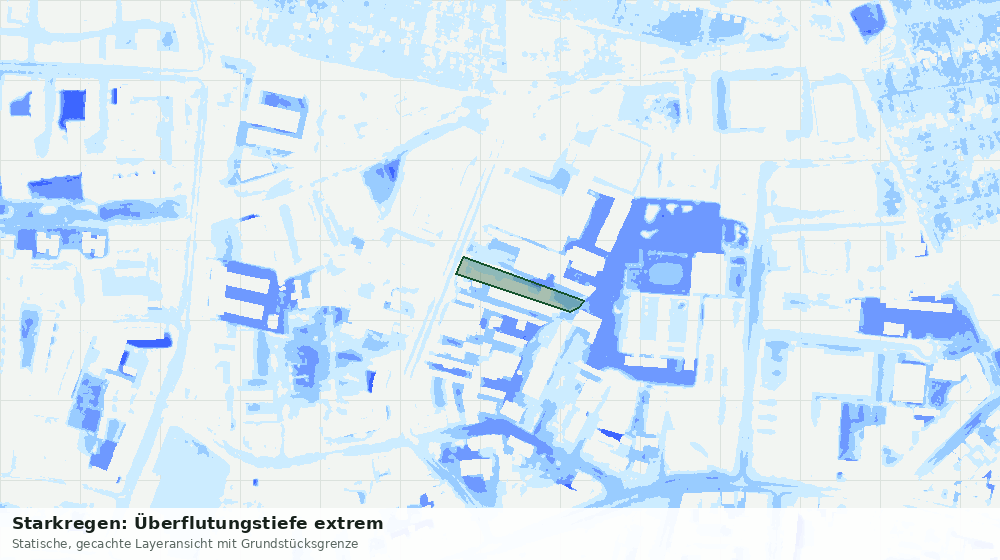 Statische Kartenansicht: Starkregen: Überflutungstiefe extrem
