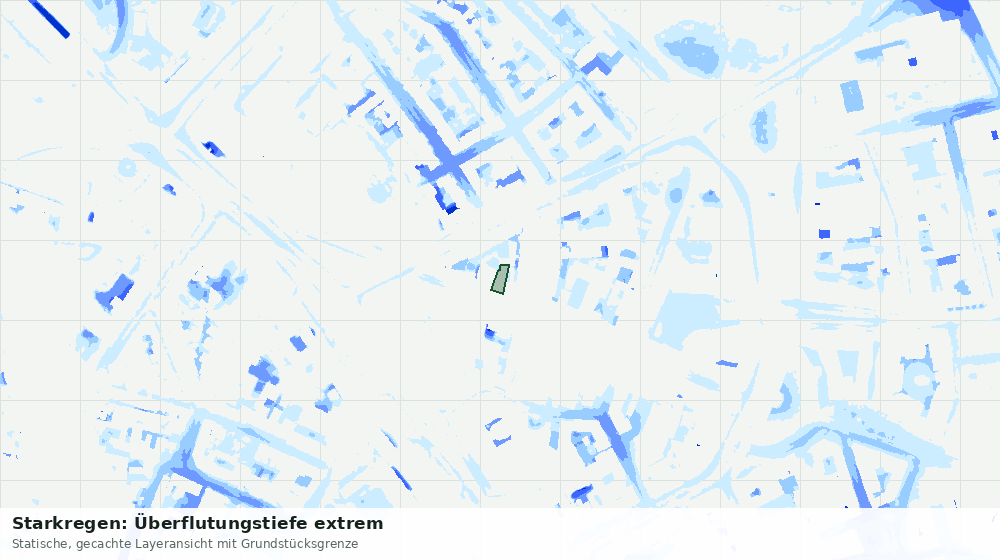 Statische Kartenansicht: Starkregen: Überflutungstiefe extrem