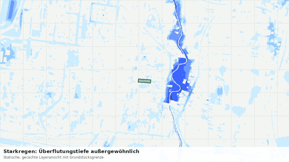 Statische Kartenansicht: Starkregen: Überflutungstiefe außergewöhnlich