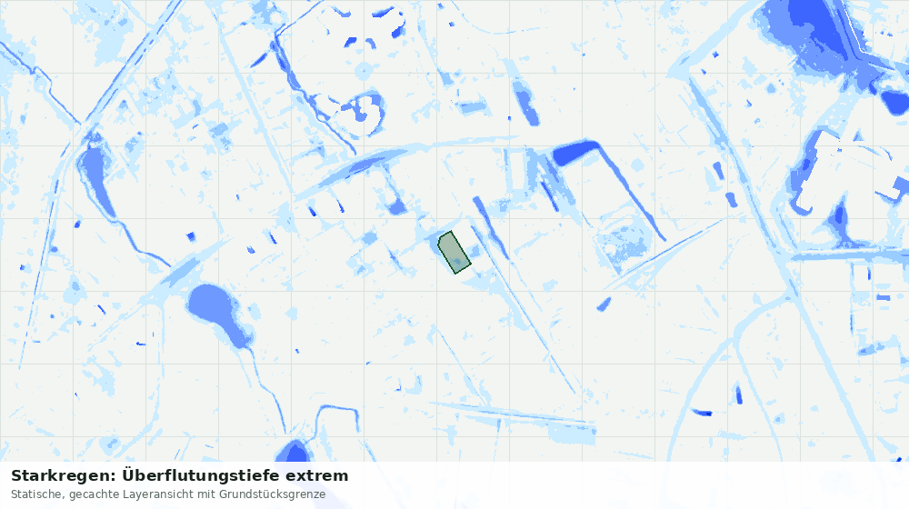 Statische Kartenansicht: Starkregen: Überflutungstiefe extrem