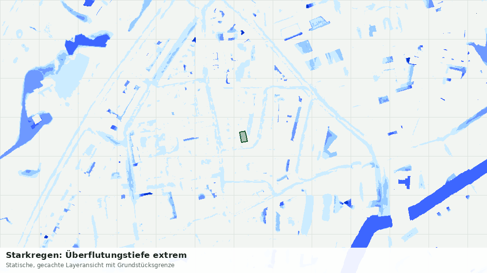 Statische Kartenansicht: Starkregen: Überflutungstiefe extrem