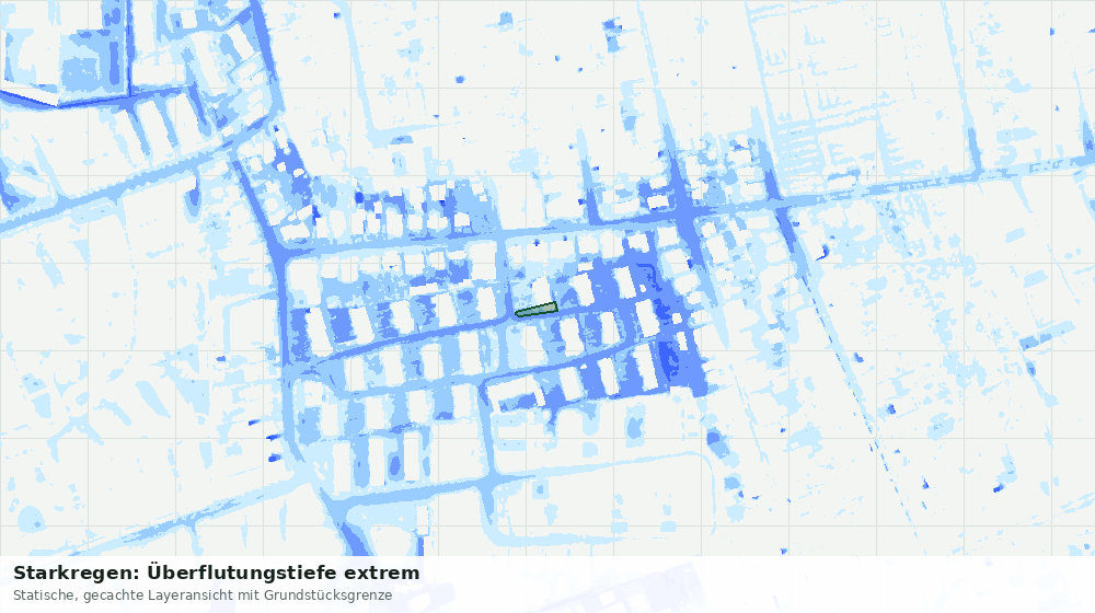 Statische Kartenansicht: Starkregen: Überflutungstiefe extrem