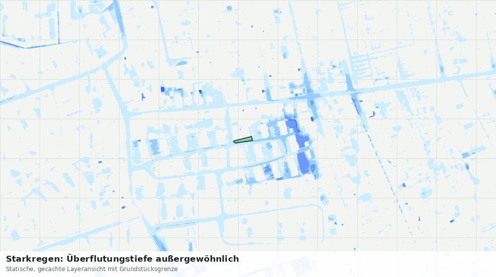 Statische Kartenansicht: Starkregen: Überflutungstiefe außergewöhnlich
