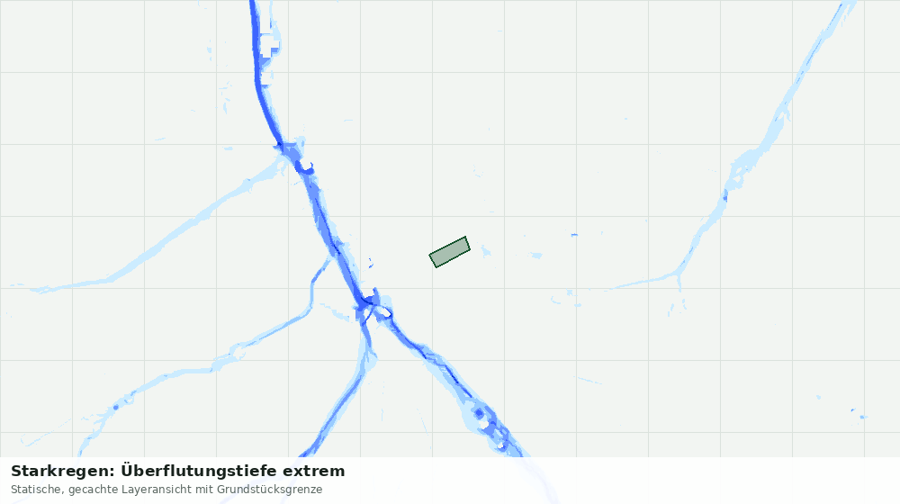 Statische Kartenansicht: Starkregen: Überflutungstiefe extrem