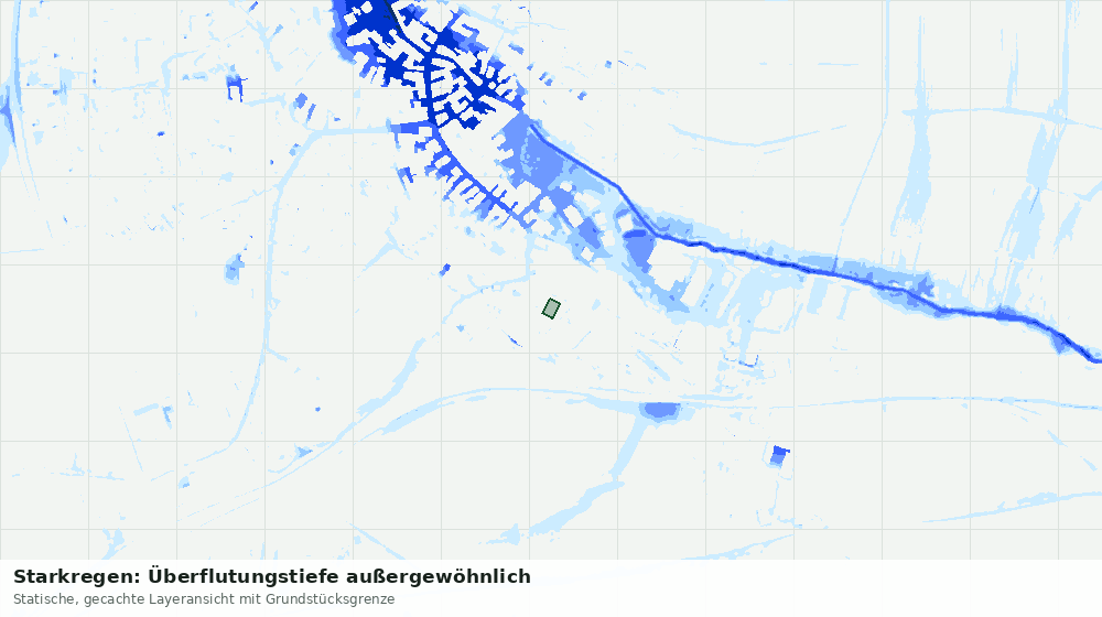 Statische Kartenansicht: Starkregen: Überflutungstiefe außergewöhnlich
