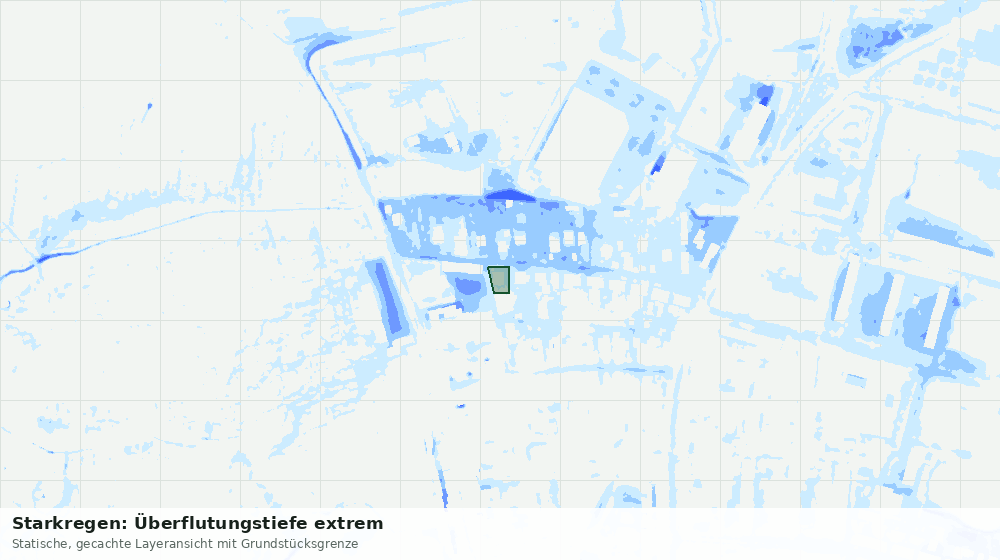 Statische Kartenansicht: Starkregen: Überflutungstiefe extrem