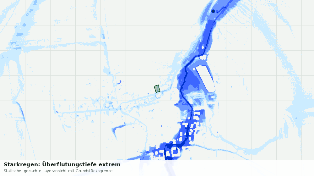 Statische Kartenansicht: Starkregen: Überflutungstiefe extrem
