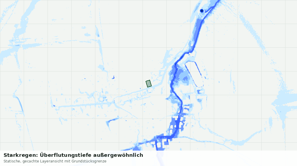 Statische Kartenansicht: Starkregen: Überflutungstiefe außergewöhnlich