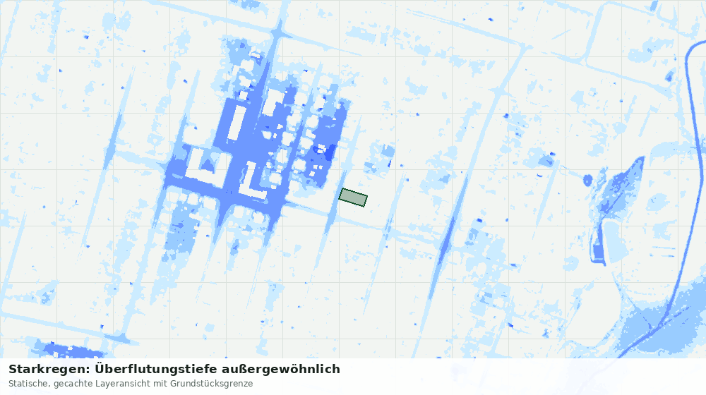 Statische Kartenansicht: Starkregen: Überflutungstiefe außergewöhnlich