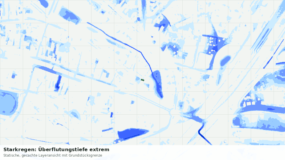 Statische Kartenansicht: Starkregen: Überflutungstiefe extrem
