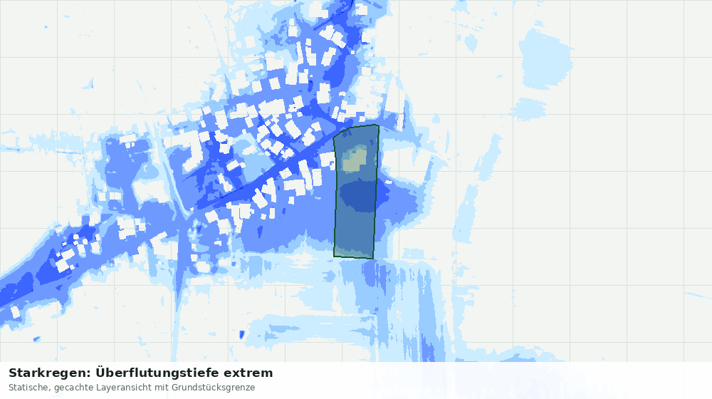 Statische Kartenansicht: Starkregen: Überflutungstiefe extrem