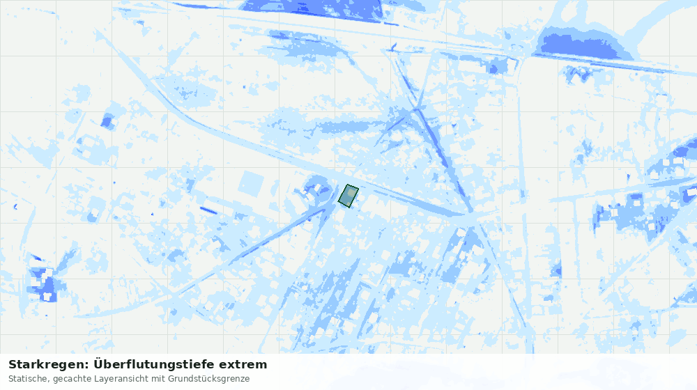 Statische Kartenansicht: Starkregen: Überflutungstiefe extrem