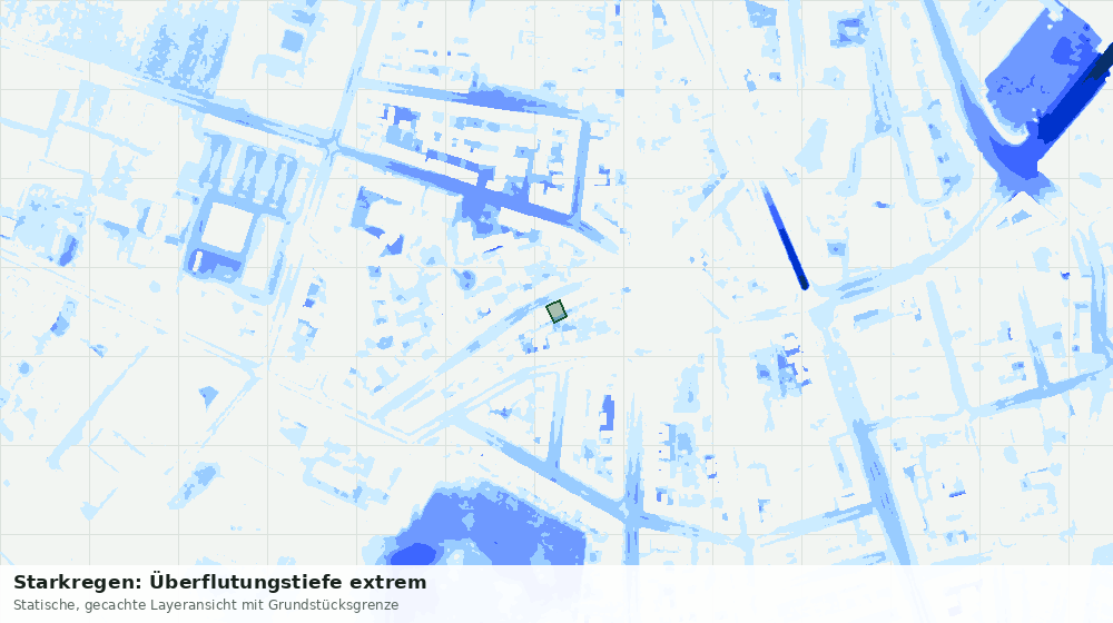 Statische Kartenansicht: Starkregen: Überflutungstiefe extrem