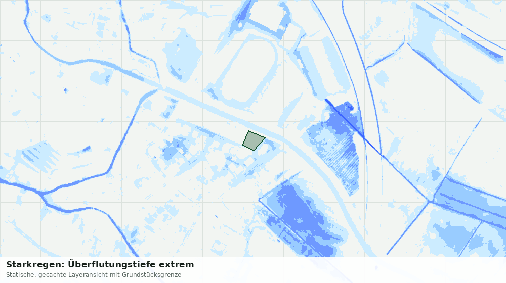Statische Kartenansicht: Starkregen: Überflutungstiefe extrem