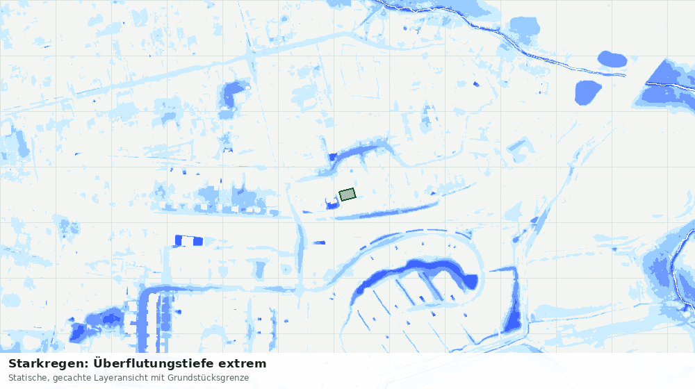 Statische Kartenansicht: Starkregen: Überflutungstiefe extrem